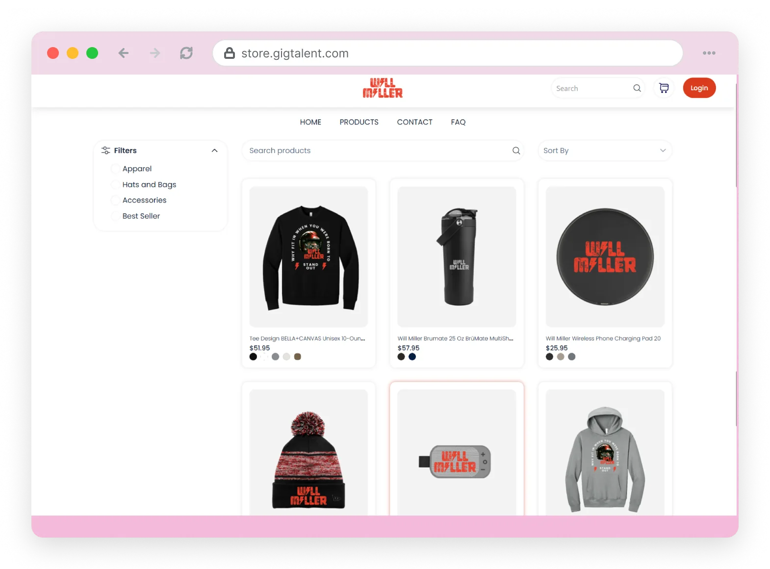 Hybrid and print-on-demand store with filters and product grid